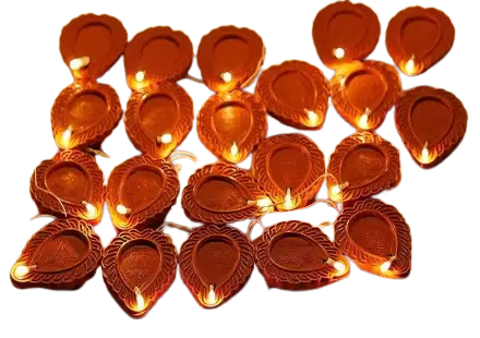 Fiesta Diya Lighting for Diwali Decoration String Lights 21 LED Diya/Candle Light for Home dcor electrical light Candle (Brown, Pack of 21)