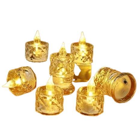 perpetual LED Candles for Home Decoration - 6 Pcs Electric Flameless & Smokeless LED Diya Lights, Crystal Candle for Home Decor, Diwali Festivals Decoration,