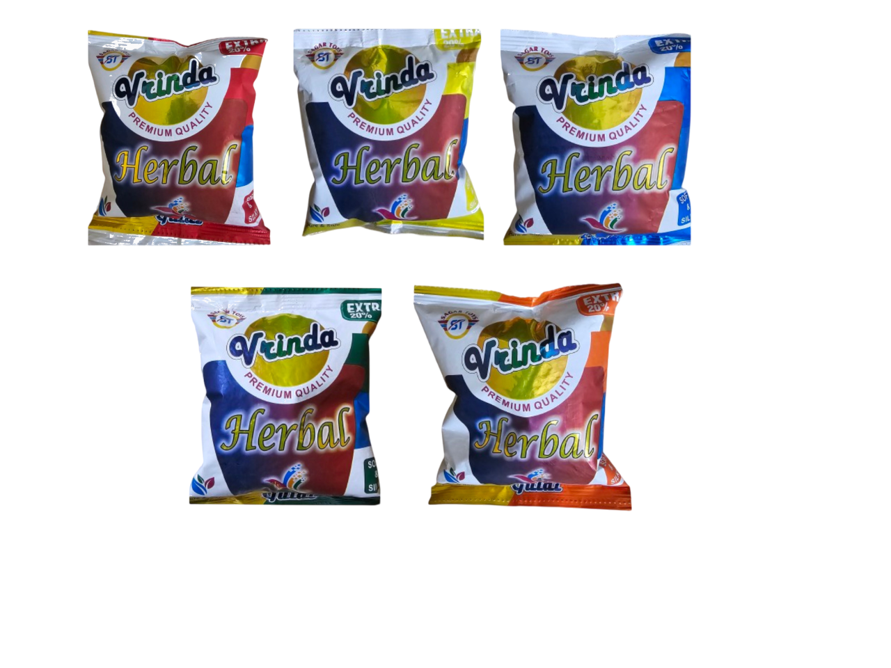 Eco-Friendly Holi Gulal, Premium Quality, Pack of 5 (Multicolor)