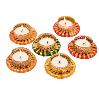 Banna Art 6 Pcs Candle | Diwali/ Birthday Decoration Candle| Designer Candle Combo Pack Candle  (Multicolor, Pack of 6)